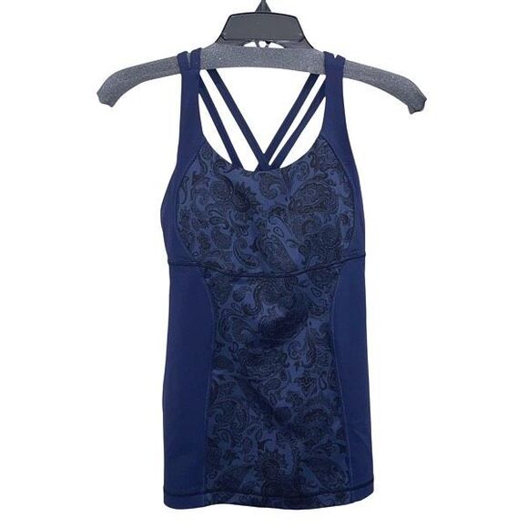 Lululemon Energy Tank Top Paisley‎ Inkwell 2/4 with removable pads. - Picture 2 of 8